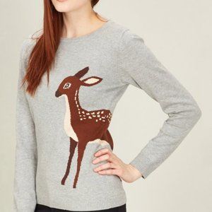 Modcloth Sugarhill Gray Deer Sweater - Size 4